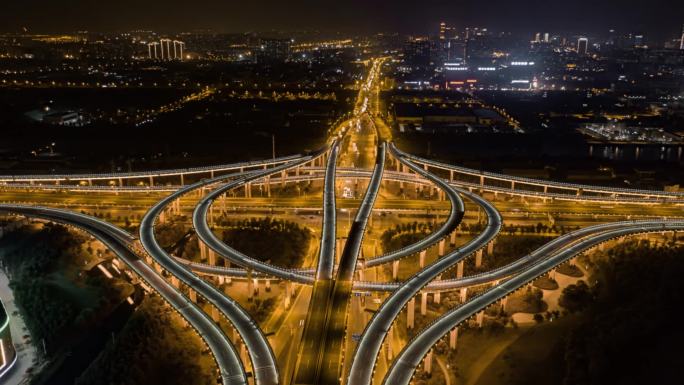 南通高架桥夜景航拍