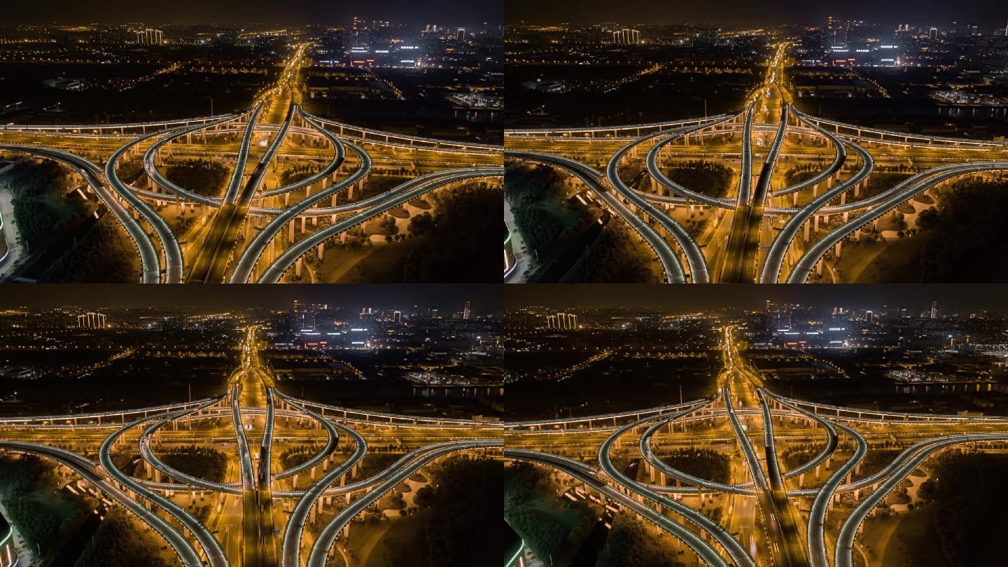 南通高架桥夜景航拍