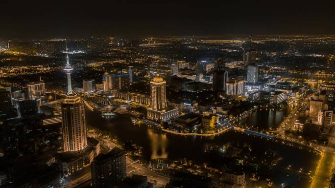 南通城市夜景航拍（电视塔）