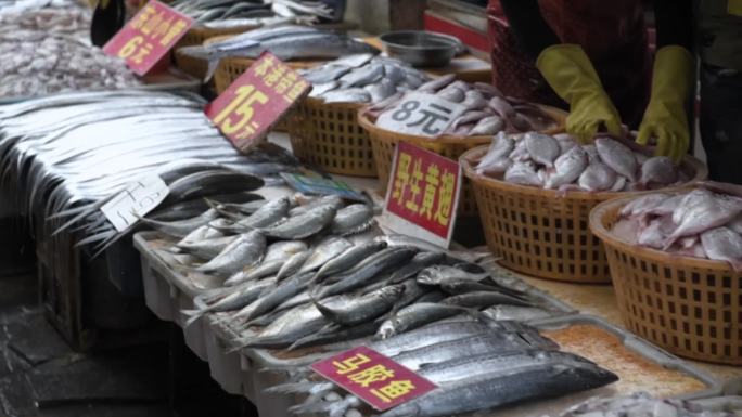 海鲜市场热闹繁华人流素材