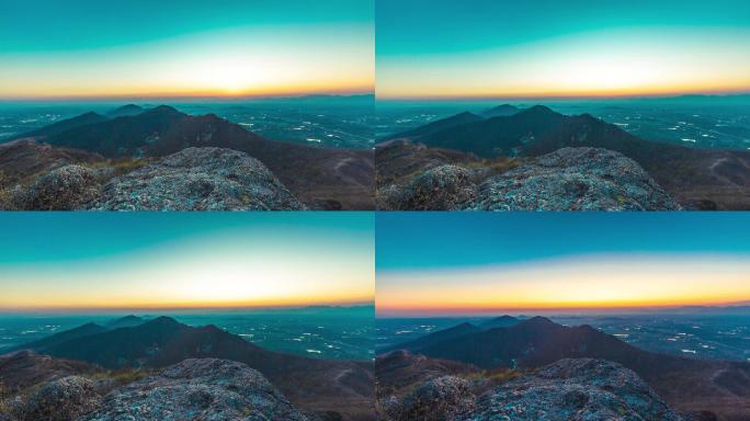 山顶山上日落日出延时摄影拍摄4K