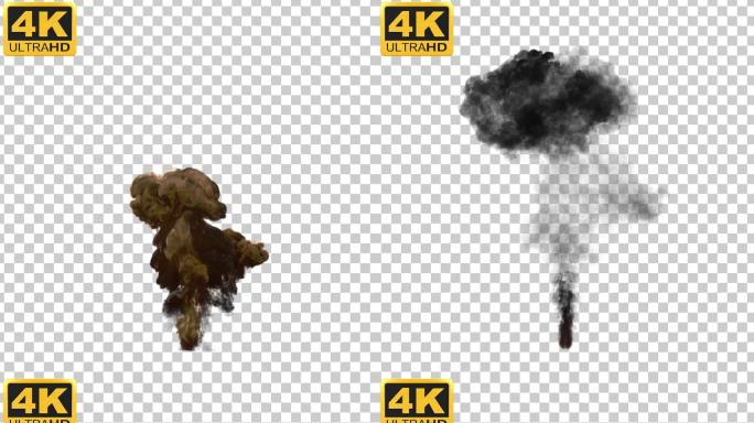 【4K】爆炸后烟雾升空-alpha通道
