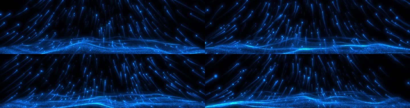 2984（宽屏）动态飞升蓝色粒子流波浪
