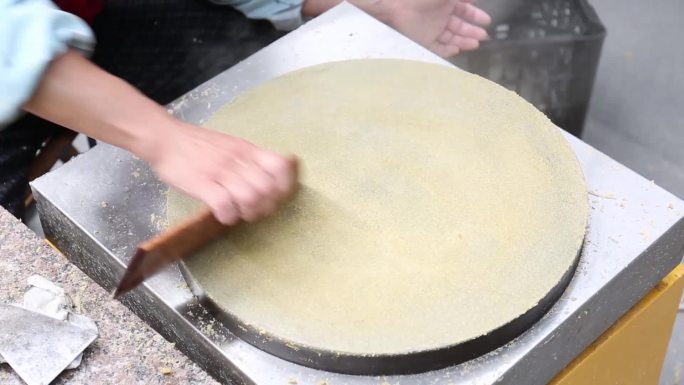 传统煎饼制作过程