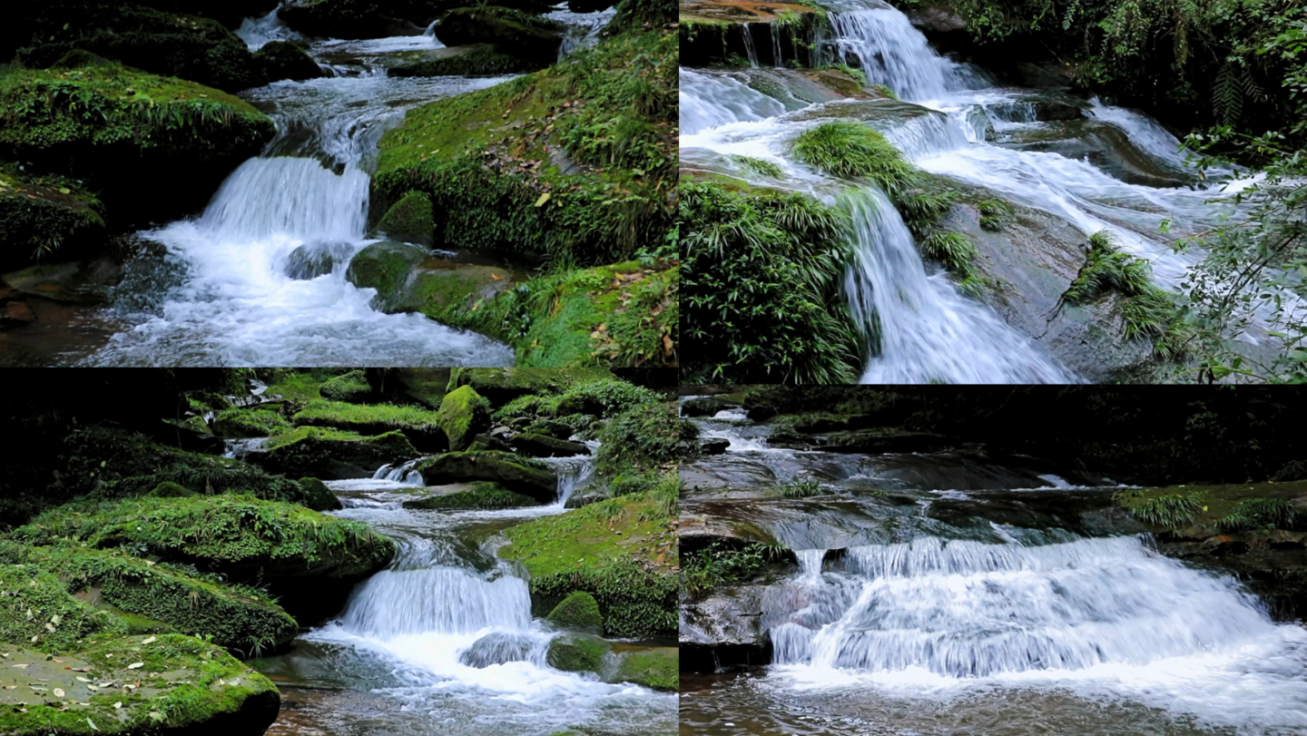 清澈秀美的山涧流水与瀑布