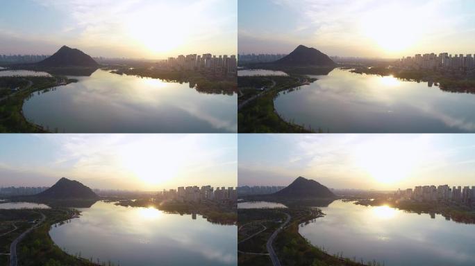 济南华山风景区夕阳风景