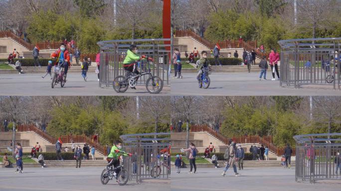 4K公园里骑单车的小孩子-小朋友单车