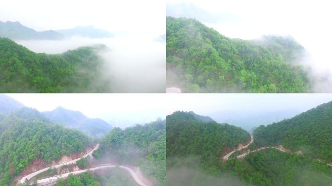 航拍大山风景云雾缭绕壮阔风光绿水青山