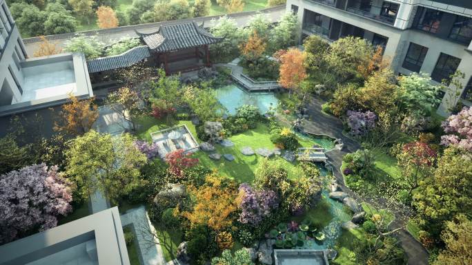 三维中式别院中式景观中式园林