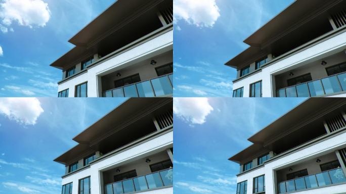 新中式建筑风格地产动画蓝天建筑立面