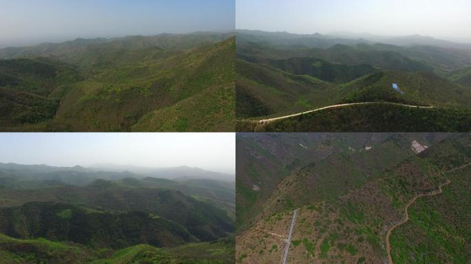 航拍大山风景盘山路壮阔风光绿水青山