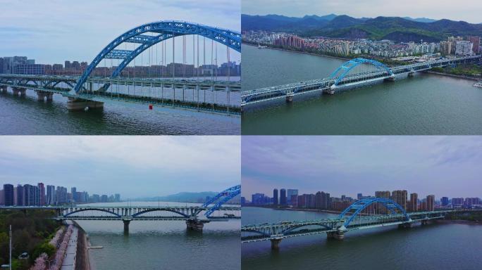 杭州复兴大桥航拍阴天