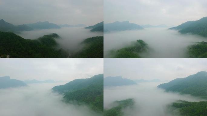 航拍大山风景云雾缭绕壮阔风光绿水青山