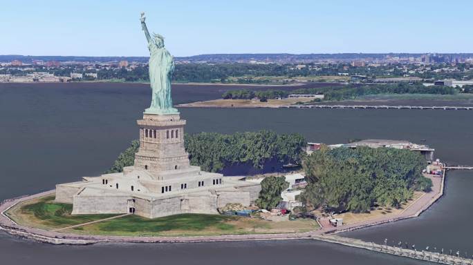 美国自由女神像-航拍美国