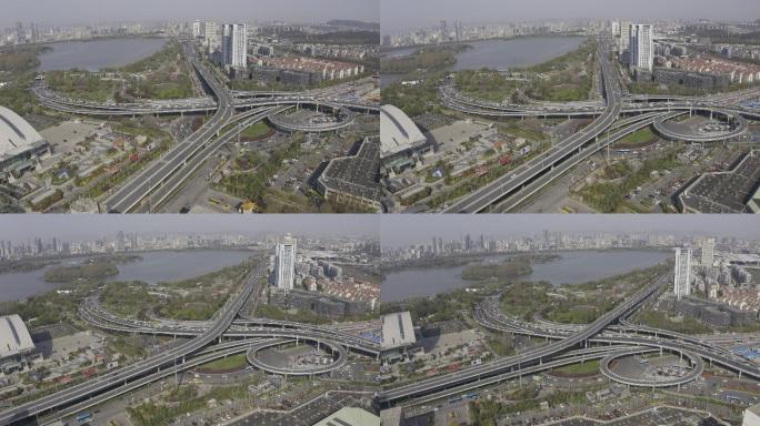 4K-log原素材-南京立交桥航拍