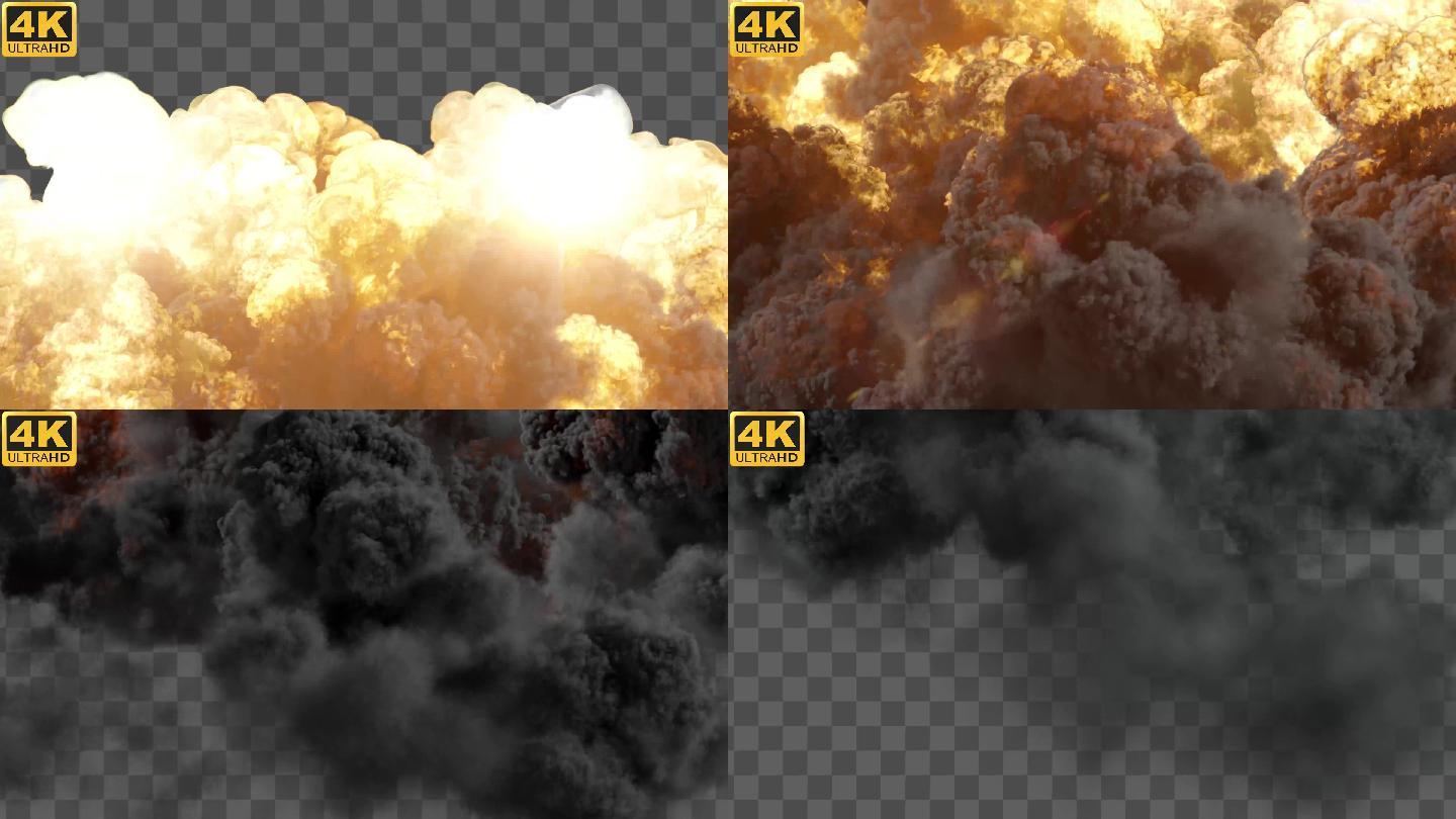 【4K】爆炸火焰升腾34-alpha通道