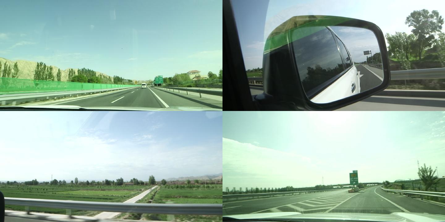 车内公路实拍风景高速素材