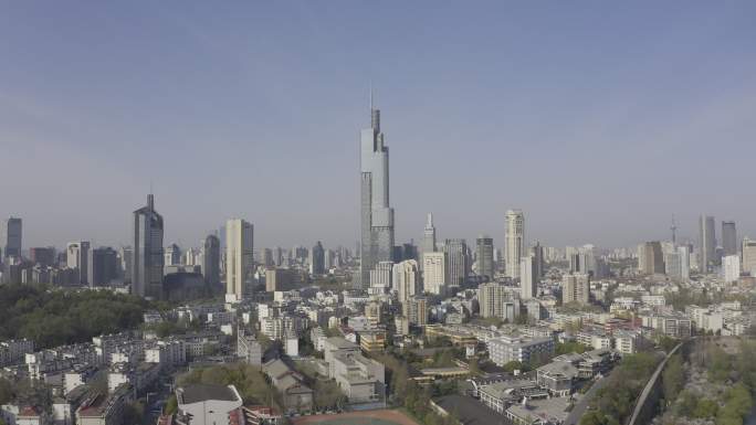 4K-原素材-南京标志紫峰大厦航拍
