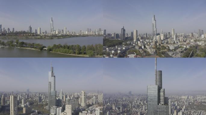4K-原素材-南京标志紫峰大厦航拍