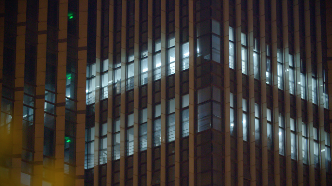4K办公楼夜景、居民楼夜景