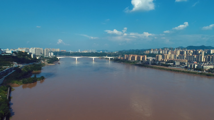 泸州城市航拍龙马潭区航拍长江两岸风景