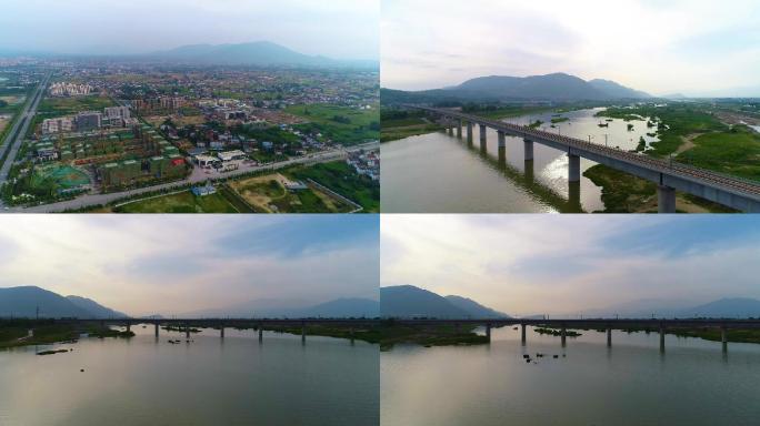 河流高铁汉江两岸的建设
