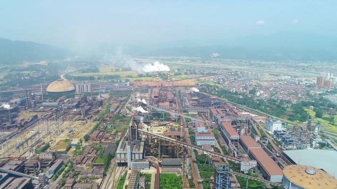 汉中汉钢集祖国大开发钢铁厂工厂航拍