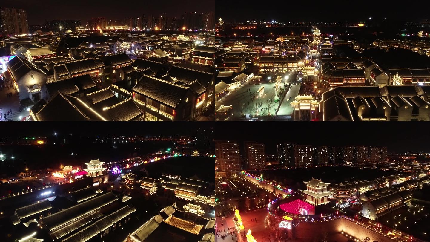 即墨古城夜景灯光航拍2K