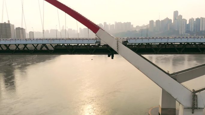 重庆菜园坝长江大桥航拍