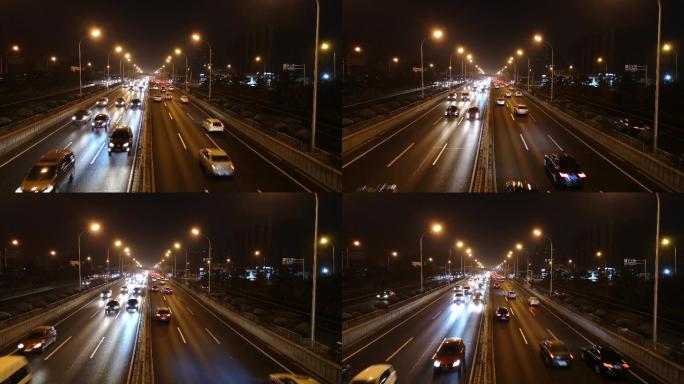 北京立交桥夜晚车流