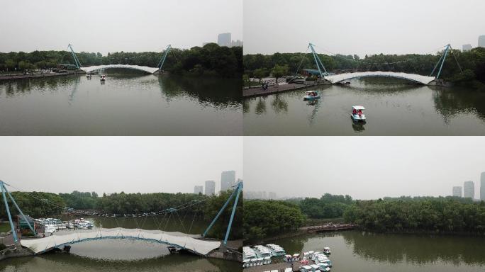 上海世纪公园航拍划船4K素材