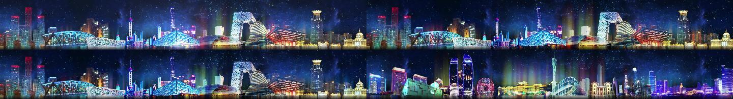 舞台背景-中国城市知名建筑霓虹夜景