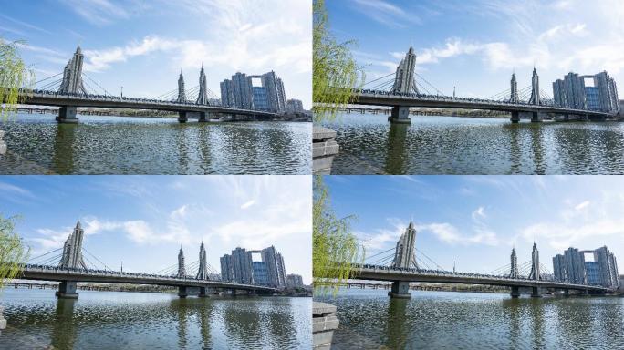 北京通州运河大桥玉带河桥延时风光