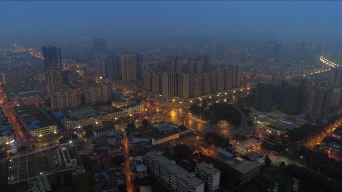 4K城市夜景凌晨傍晚航拍蒲江县城