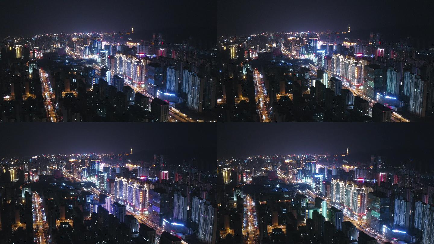 青海省西宁市海湖新区通海桥城市夜景航拍