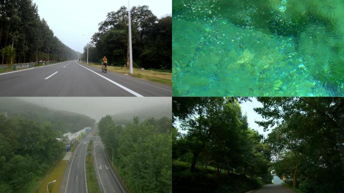 南京老山老山航拍青山绿水骑自行车