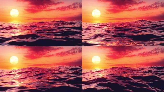 海边日落日出太阳海水夕阳