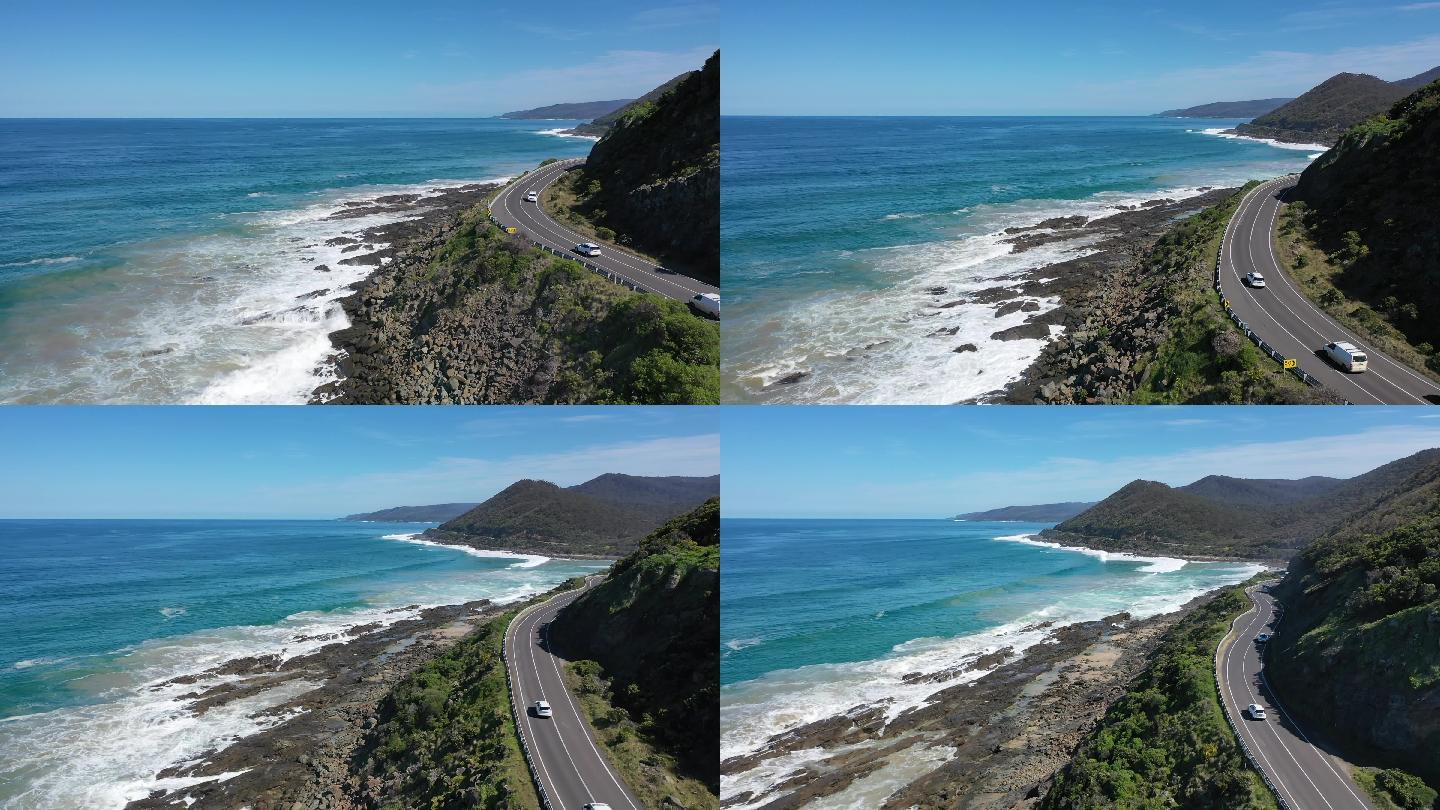 4K原片-澳洲大洋路航拍公路、大海