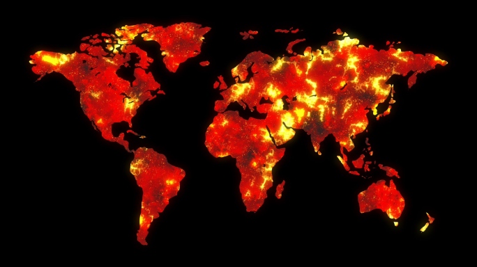 4K世界地图疫情辐射蔓延（带通道）