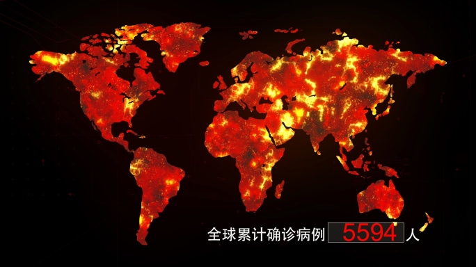 4K新型冠病毒疫情世界地图辐射AE模板