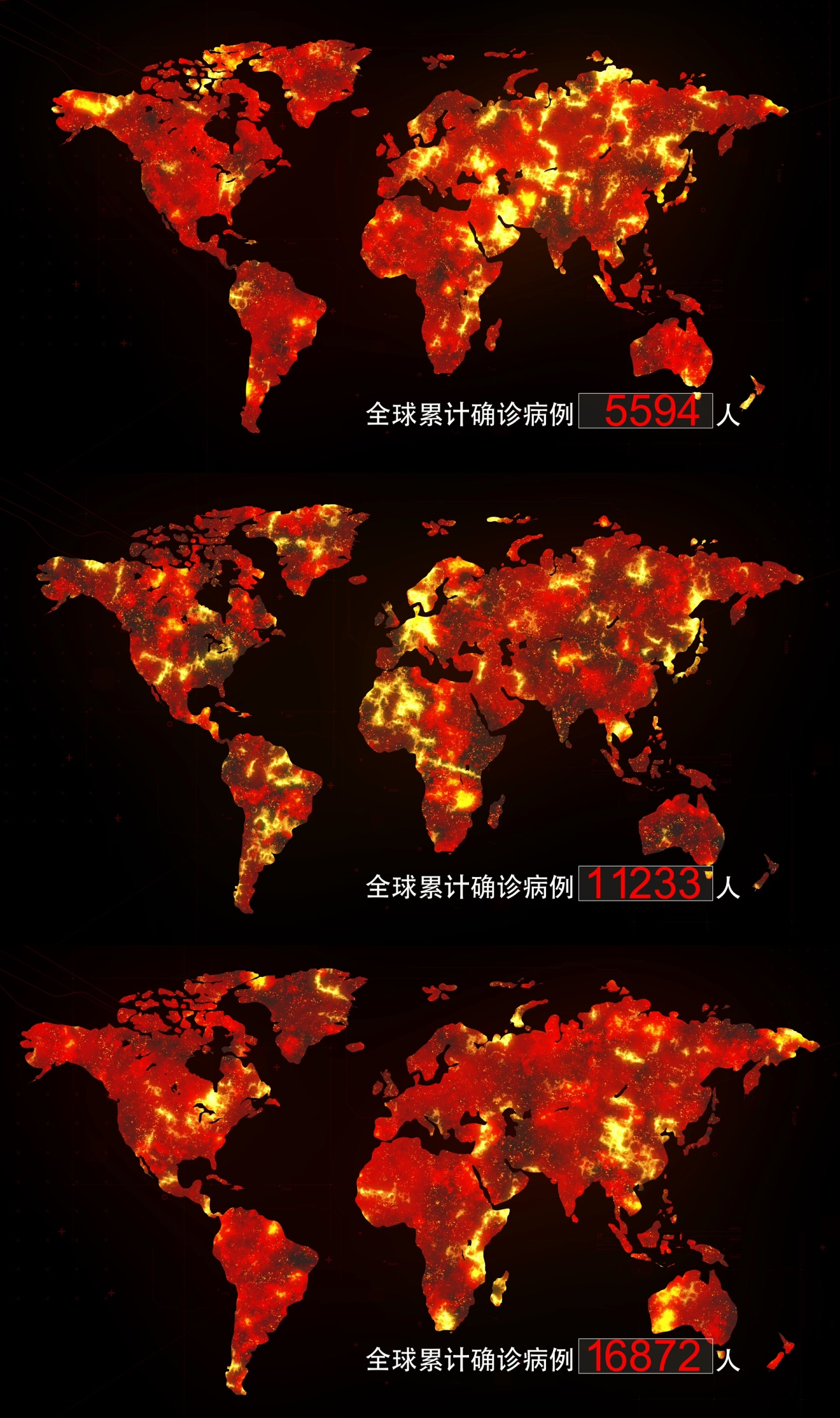 4K新型冠病毒疫情世界地图辐射AE模板
