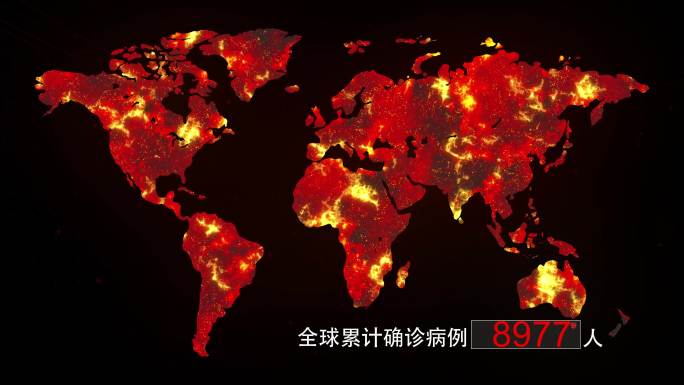 4K新型冠病毒疫情世界地图辐射AE模板