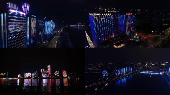 繁华都市夜景航拍超清视频素材