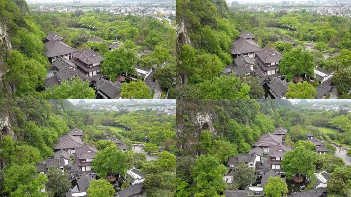 4k高清航拍桂林市七星公园栖霞寺