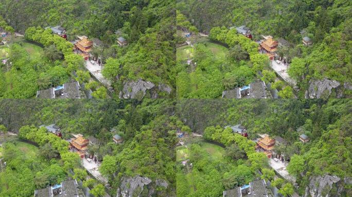 4k高清航拍桂林市祝圣寺山间的寺庙