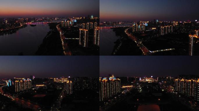 4K-原素材-临沂城市夜景航拍