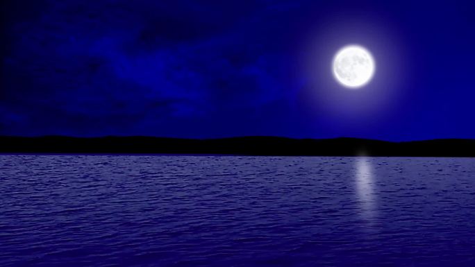 月夜微风吹动湖面