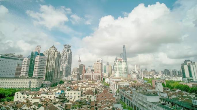 4K上海老弄堂与现代建筑延时