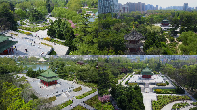 【4K】西安市兴庆宫航拍公园