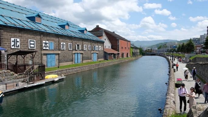 北海道小樽运河边的老式仓库